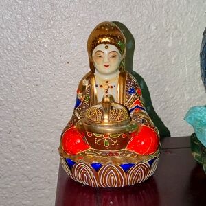 Vintage satsuma japanese Buddha hand painted nippon hand painted incense burner